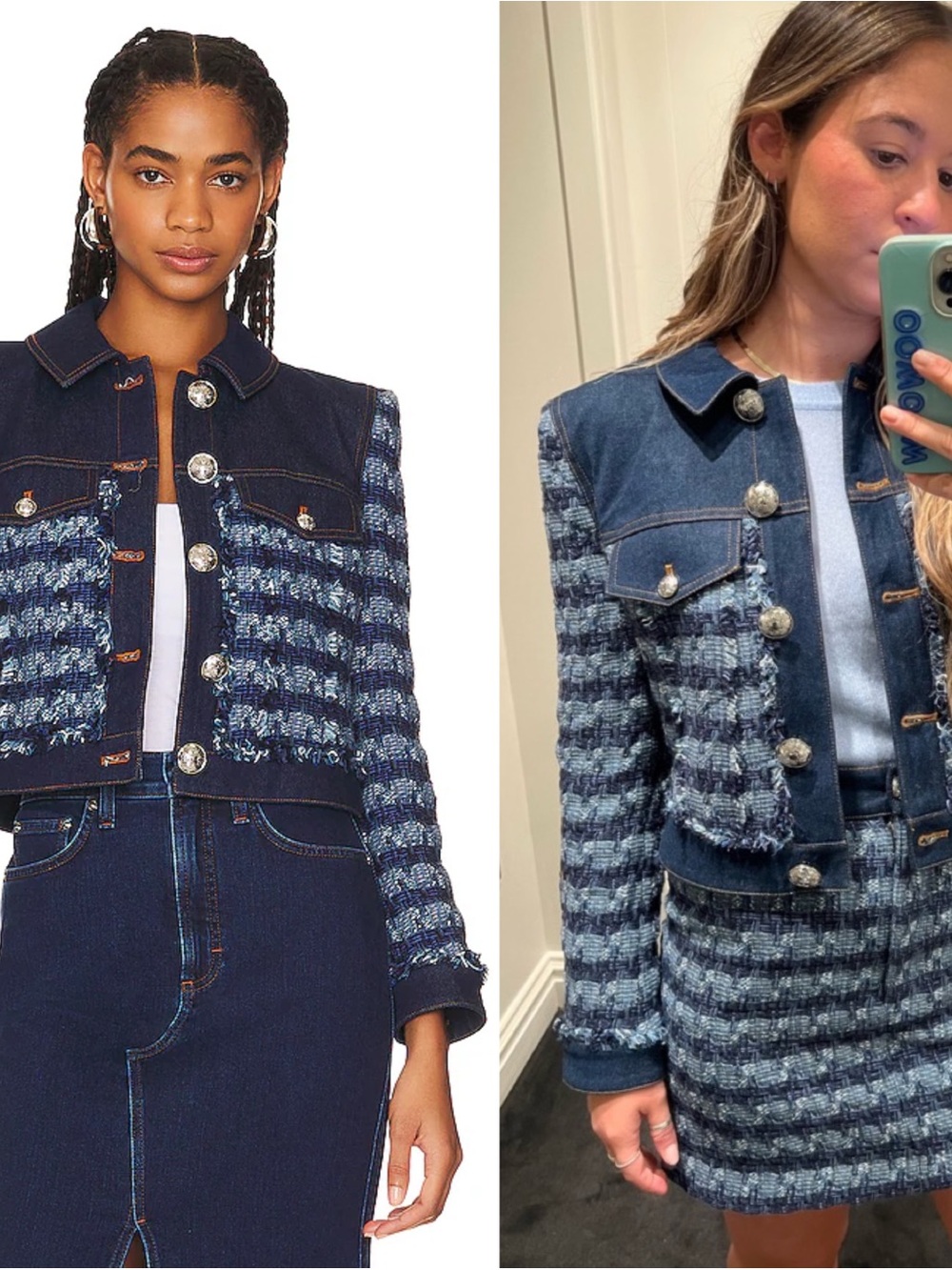 Veronica Beard Santo Denim Tweed Jacket NWT US 12